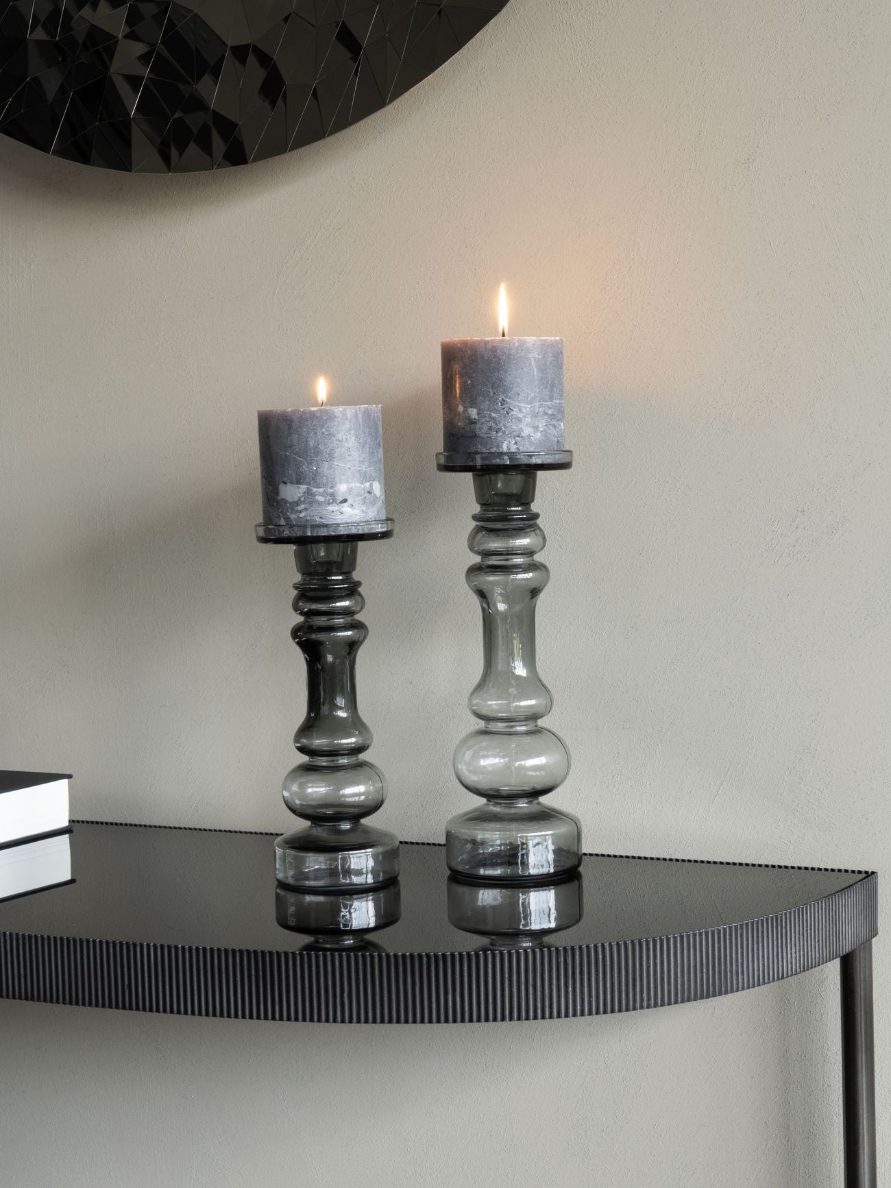 Vitrum Smoked Glass Candle Holder | Large